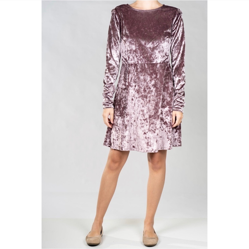 Crushed velvet long sleeve dress
